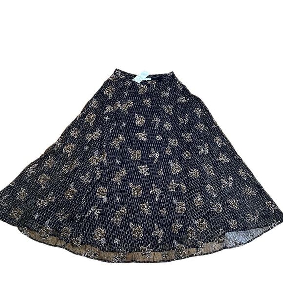 NWT ZARA Knit Embellished Beaded Black Gold Maxi Skirt M Limited Edition(400) - Picture 4 of 15